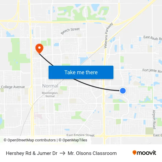 Hershey Rd & Jumer Dr to Mr. Olsons Classroom map