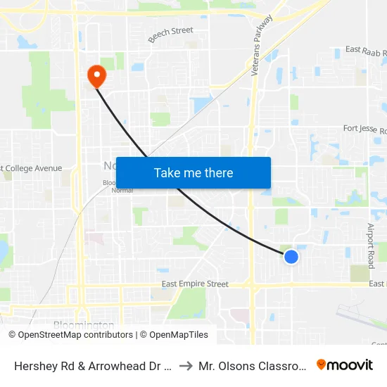 Hershey Rd & Arrowhead Dr - W to Mr. Olsons Classroom map