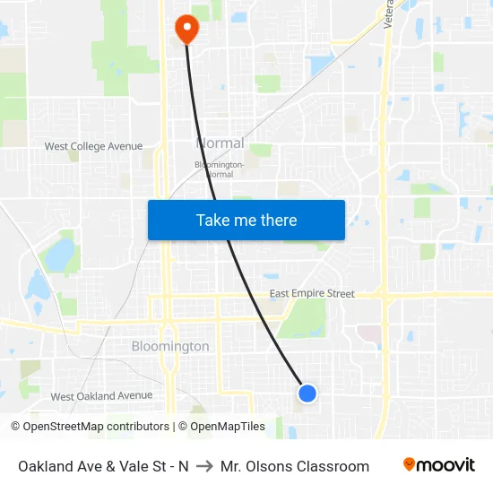 Oakland Ave & Vale St - N to Mr. Olsons Classroom map