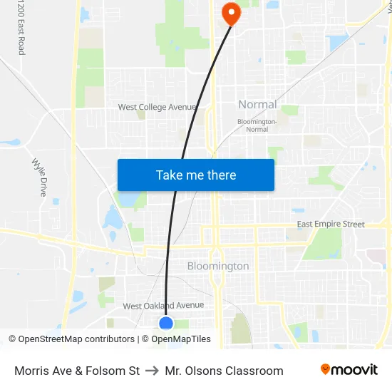 Morris Ave & Folsom St to Mr. Olsons Classroom map