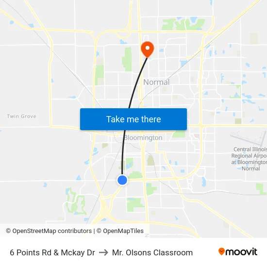 6 Points Rd & Mckay Dr to Mr. Olsons Classroom map