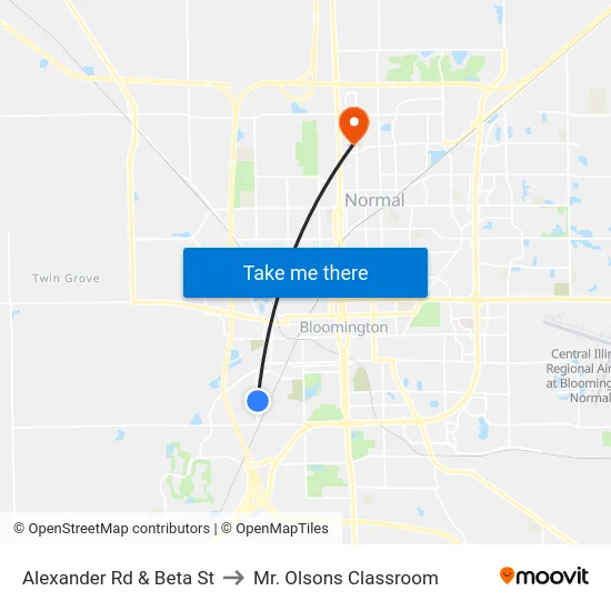 Alexander Rd & Beta St to Mr. Olsons Classroom map