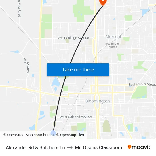Alexander Rd & Butchers Ln to Mr. Olsons Classroom map