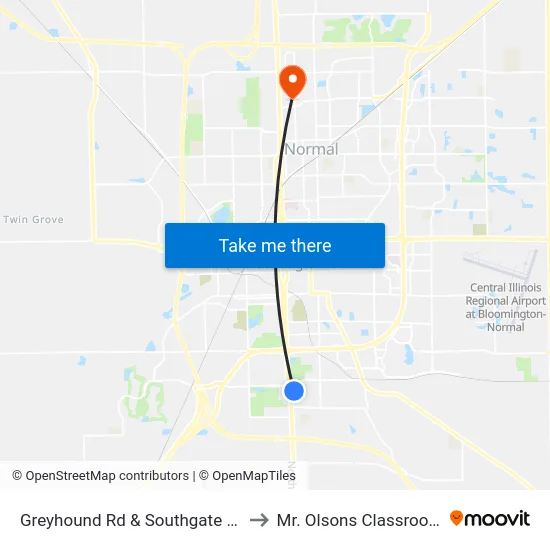Greyhound Rd & Southgate Dr to Mr. Olsons Classroom map