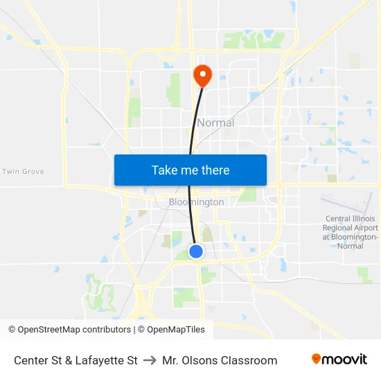 Center St & Lafayette St to Mr. Olsons Classroom map