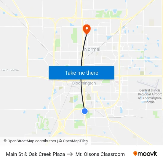 Main St & Oak Creek Plaza to Mr. Olsons Classroom map