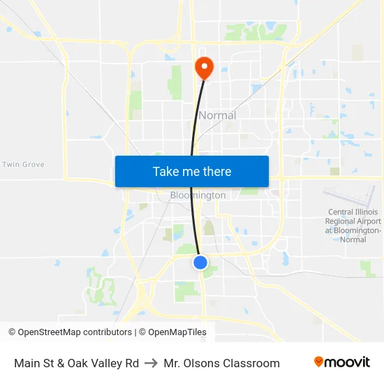 Main St & Oak Valley Rd to Mr. Olsons Classroom map