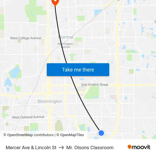 Mercer Ave & Lincoln St to Mr. Olsons Classroom map
