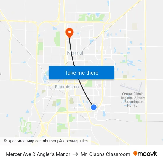 Mercer Ave & Angler's Manor to Mr. Olsons Classroom map