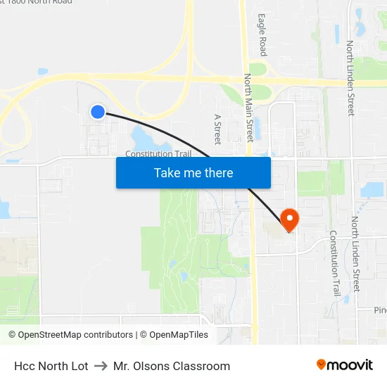 Hcc North Lot to Mr. Olsons Classroom map