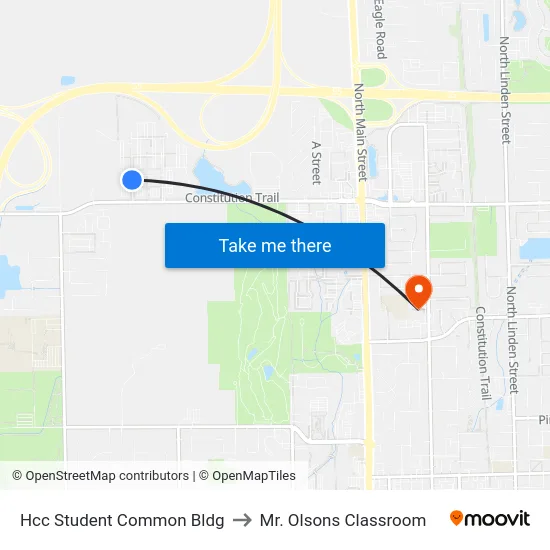 Hcc Student Common Bldg to Mr. Olsons Classroom map