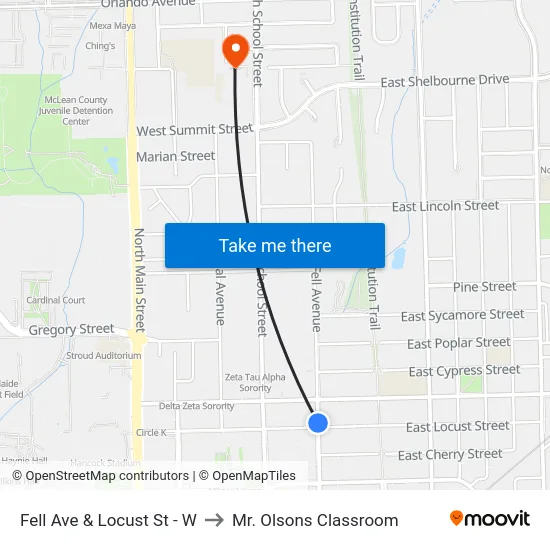 Fell Ave & Locust St - W to Mr. Olsons Classroom map