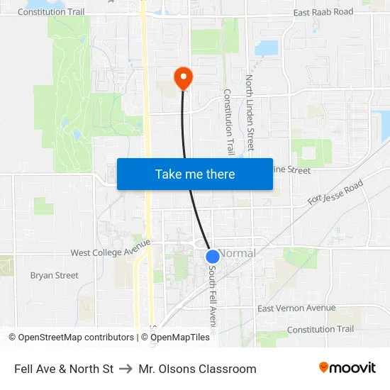 Fell Ave & North St to Mr. Olsons Classroom map