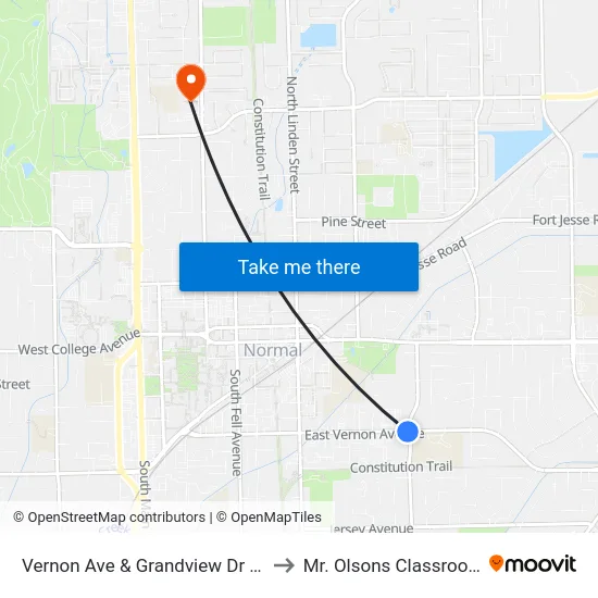 Vernon Ave & Grandview Dr - S to Mr. Olsons Classroom map
