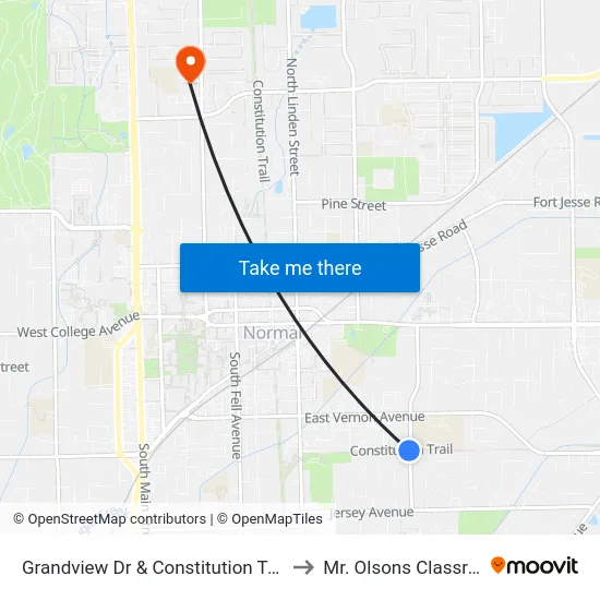 Grandview Dr & Constitution Trail - W to Mr. Olsons Classroom map