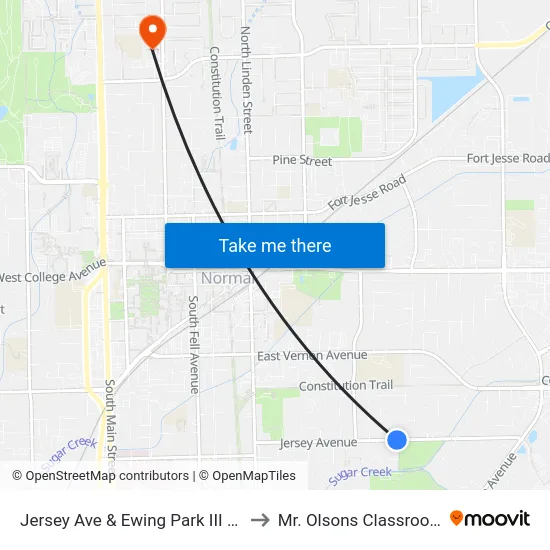 Jersey Ave & Ewing Park III - S to Mr. Olsons Classroom map