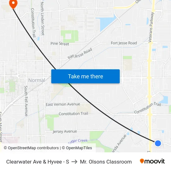 Clearwater Ave & Hyvee - S to Mr. Olsons Classroom map