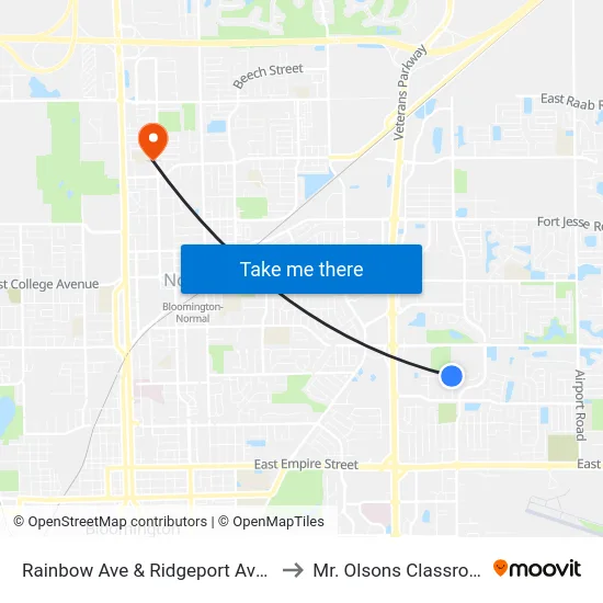 Rainbow Ave & Ridgeport Ave - S to Mr. Olsons Classroom map