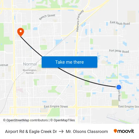 Airport Rd & Eagle Creek Dr to Mr. Olsons Classroom map