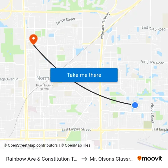 Rainbow Ave & Constitution Trail - S to Mr. Olsons Classroom map