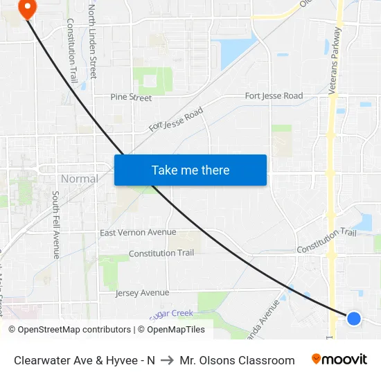 Clearwater Ave & Hyvee - N to Mr. Olsons Classroom map