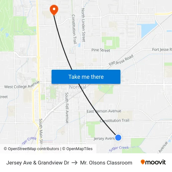 Jersey Ave & Grandview Dr to Mr. Olsons Classroom map