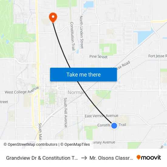 Grandview Dr & Constitution Trail - E to Mr. Olsons Classroom map