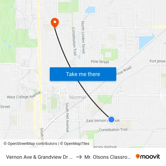Vernon Ave & Grandview Dr - N to Mr. Olsons Classroom map