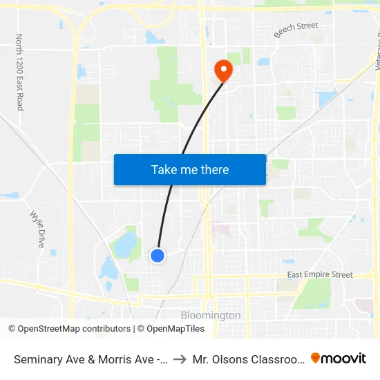 Seminary Ave & Morris Ave - N to Mr. Olsons Classroom map