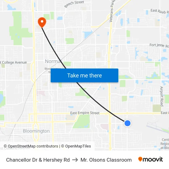 Chancellor Dr & Hershey Rd to Mr. Olsons Classroom map