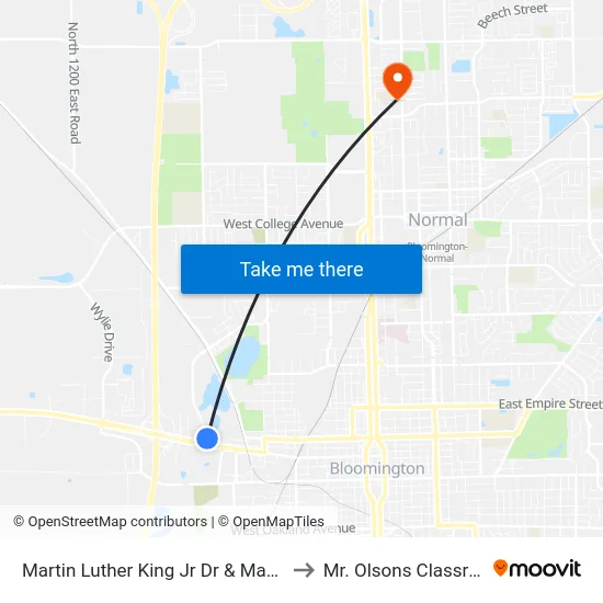 Martin Luther King Jr Dr & Market St to Mr. Olsons Classroom map