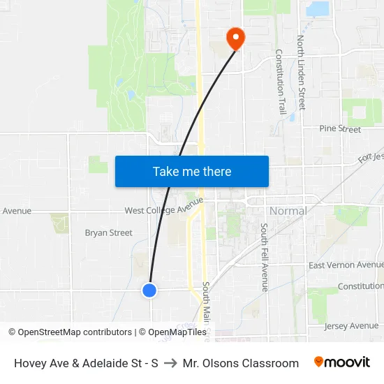Hovey Ave & Adelaide St - S to Mr. Olsons Classroom map