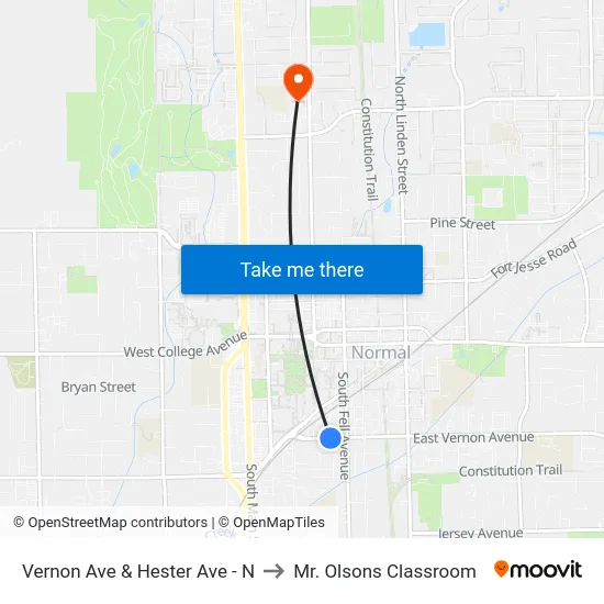 Vernon Ave & Hester Ave - N to Mr. Olsons Classroom map