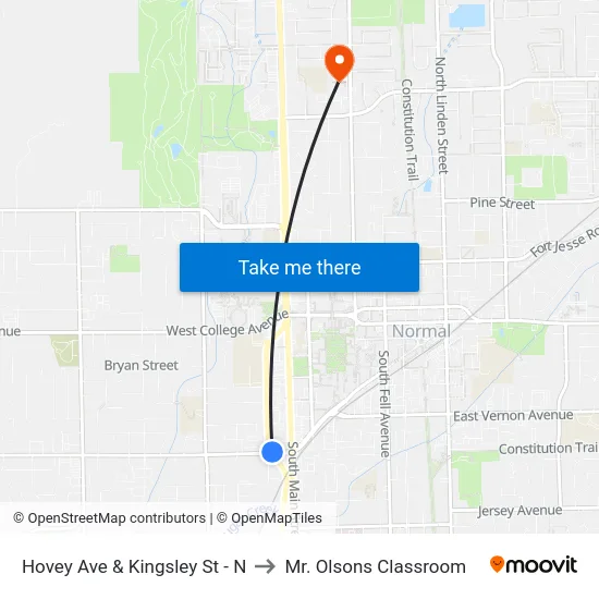 Hovey Ave & Kingsley St - N to Mr. Olsons Classroom map
