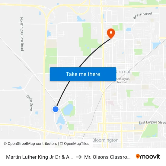 Martin Luther King Jr Dr & Afni to Mr. Olsons Classroom map