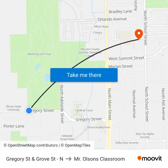 Gregory St & Grove St - N to Mr. Olsons Classroom map