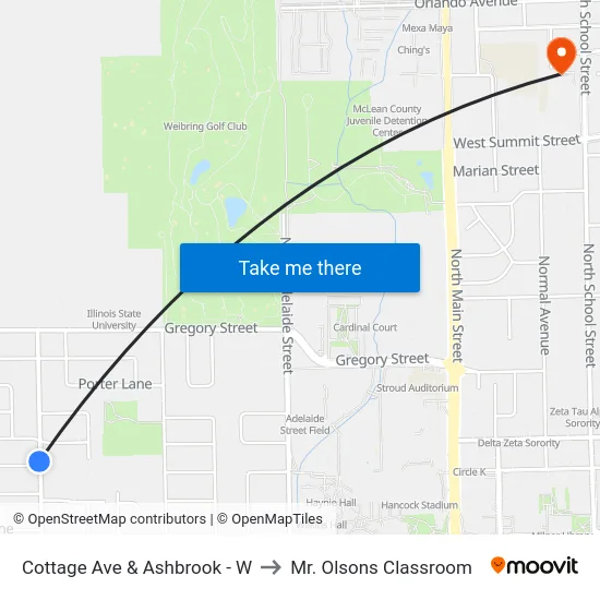Cottage Ave & Ashbrook - W to Mr. Olsons Classroom map