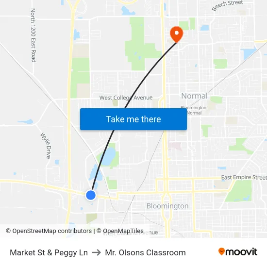 Market St & Peggy Ln to Mr. Olsons Classroom map