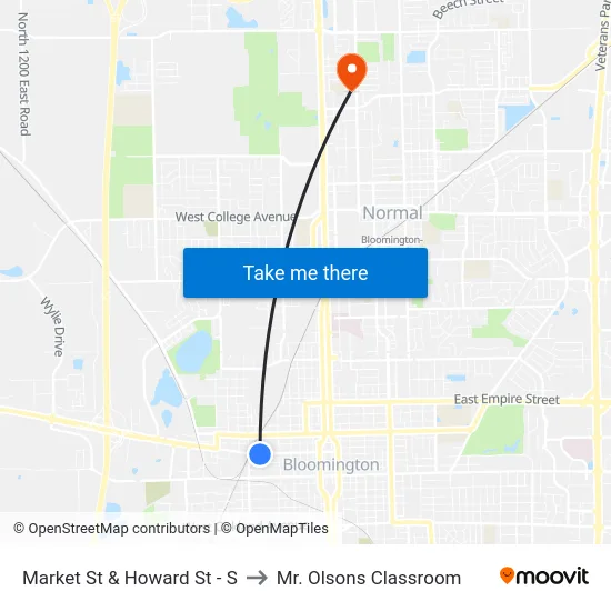 Market St & Howard St - S to Mr. Olsons Classroom map