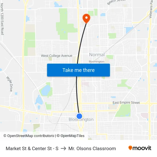 Market St & Center St - S to Mr. Olsons Classroom map