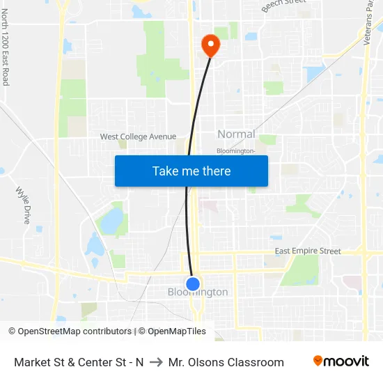 Market St & Center St - N to Mr. Olsons Classroom map