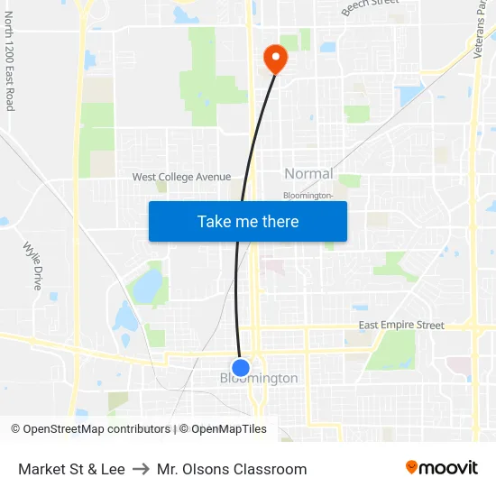 Market St & Lee to Mr. Olsons Classroom map