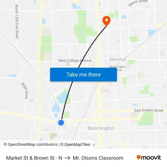 Market St & Brown St - N to Mr. Olsons Classroom map