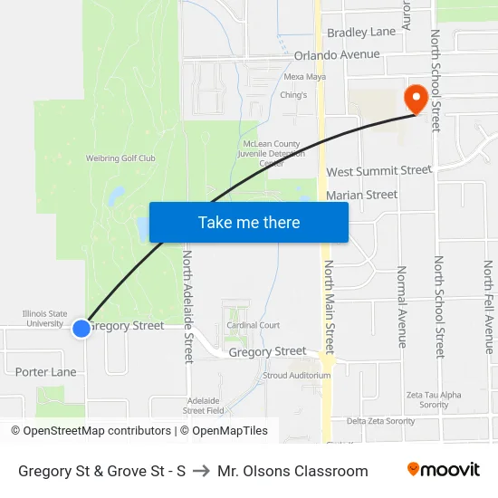 Gregory St & Grove St - S to Mr. Olsons Classroom map