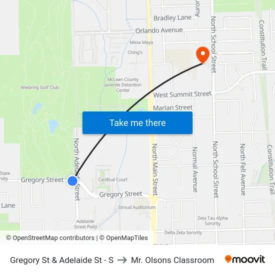 Gregory St & Adelaide St - S to Mr. Olsons Classroom map