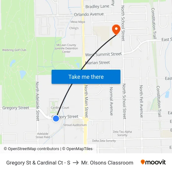 Gregory St & Cardinal Ct - S to Mr. Olsons Classroom map