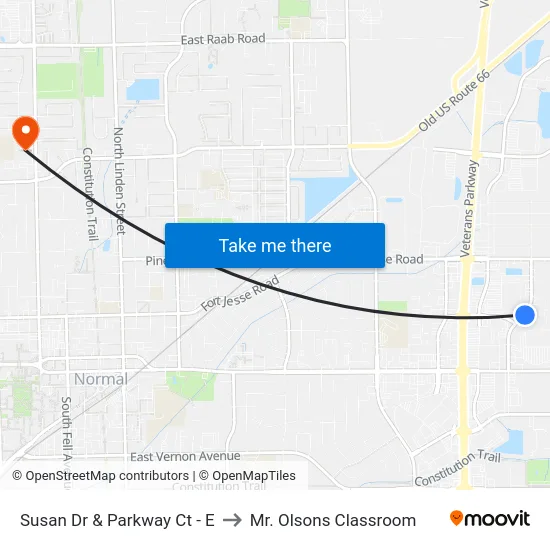 Susan Dr & Parkway Ct - E to Mr. Olsons Classroom map