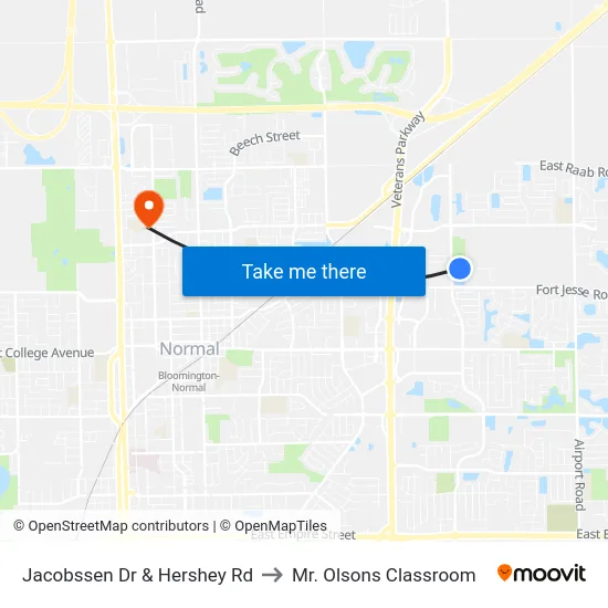 Jacobssen Dr & Hershey Rd to Mr. Olsons Classroom map