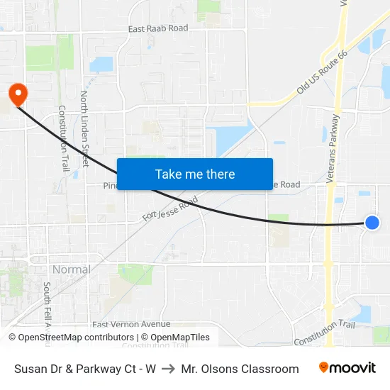 Susan Dr & Parkway Ct - W to Mr. Olsons Classroom map