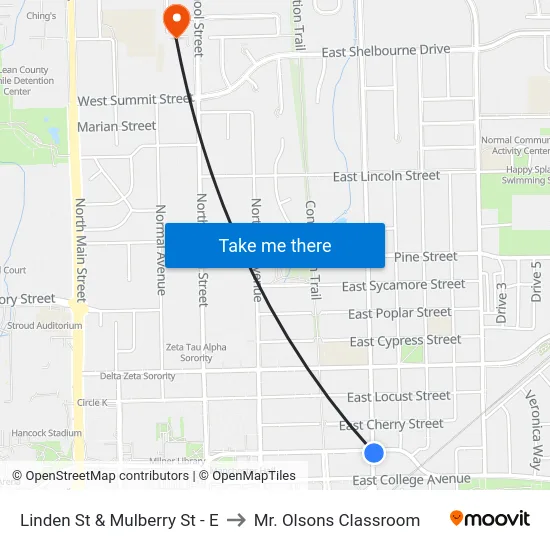Linden St & Mulberry St - E to Mr. Olsons Classroom map